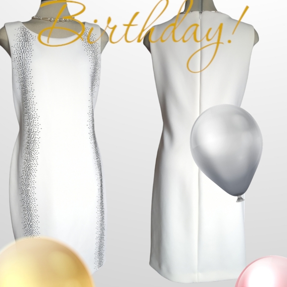 *New* Calvin Klein Ivory Embellished Luxury Dress Size 16 - Picture 3 of 14